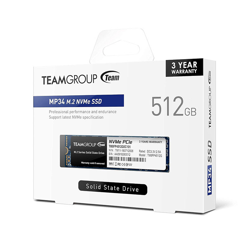 Disque SSD NVMe TeamGroup MP34 M.2 PCIe Gen3 (512Go) Disque SSD NVMe TeamGroup MP34 M.2 PCIe Gen3 (512Go)