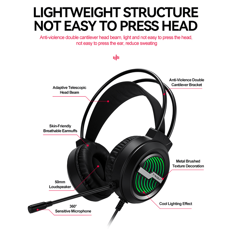 Micro-casque Gaming Filaire T-Wolf H130 - Noir Micro-casque Gaming Filaire T-Wolf H130 - Noir