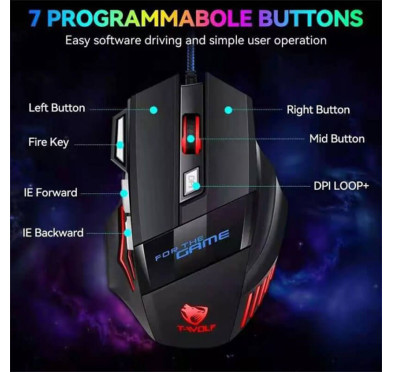 Souris Gamer FilaireT-WOLF-M1 (3200dpi) – Noir