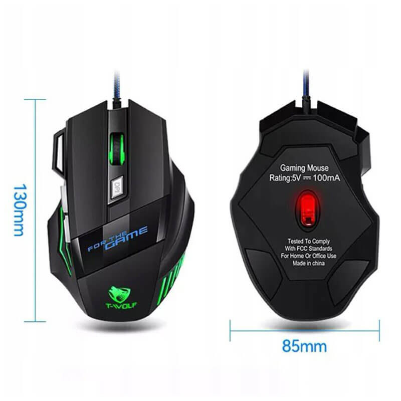 Souris Gamer FilaireT-WOLF-M1 (3200dpi) – Noir Souris Gamer FilaireT-WOLF-M1 (3200dpi) – Noir