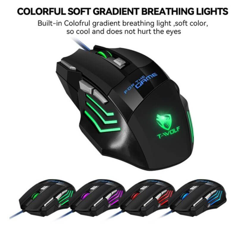 Souris Gamer FilaireT-WOLF-M1 (3200dpi) – Noir Souris Gamer FilaireT-WOLF-M1 (3200dpi) – Noir