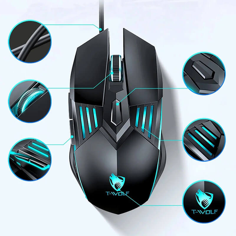 Souris Gamer FilaireT-WOLF G560 (3600dpi) – Noir Souris Gamer FilaireT-WOLF G560 (3600dpi) – Noir