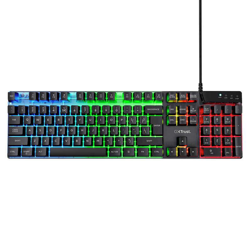 Clavier Gamer Anti-gosting filaire Trust GTX 835 Azor RGB - Noir