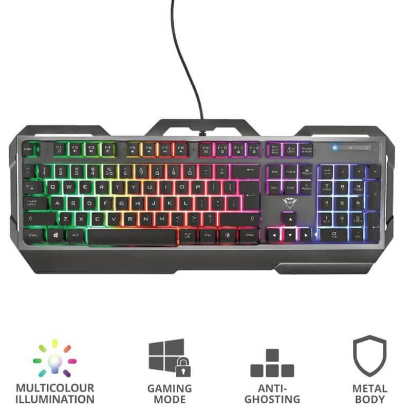 Clavier Gaming Métallique TRUST GXT 856 Torac - Noir Clavier Gaming Métallique TRUST GXT 856 Torac - Noir