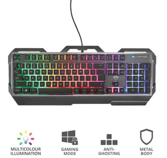 Clavier Gaming Métallique TRUST GXT 856 Torac - Noir